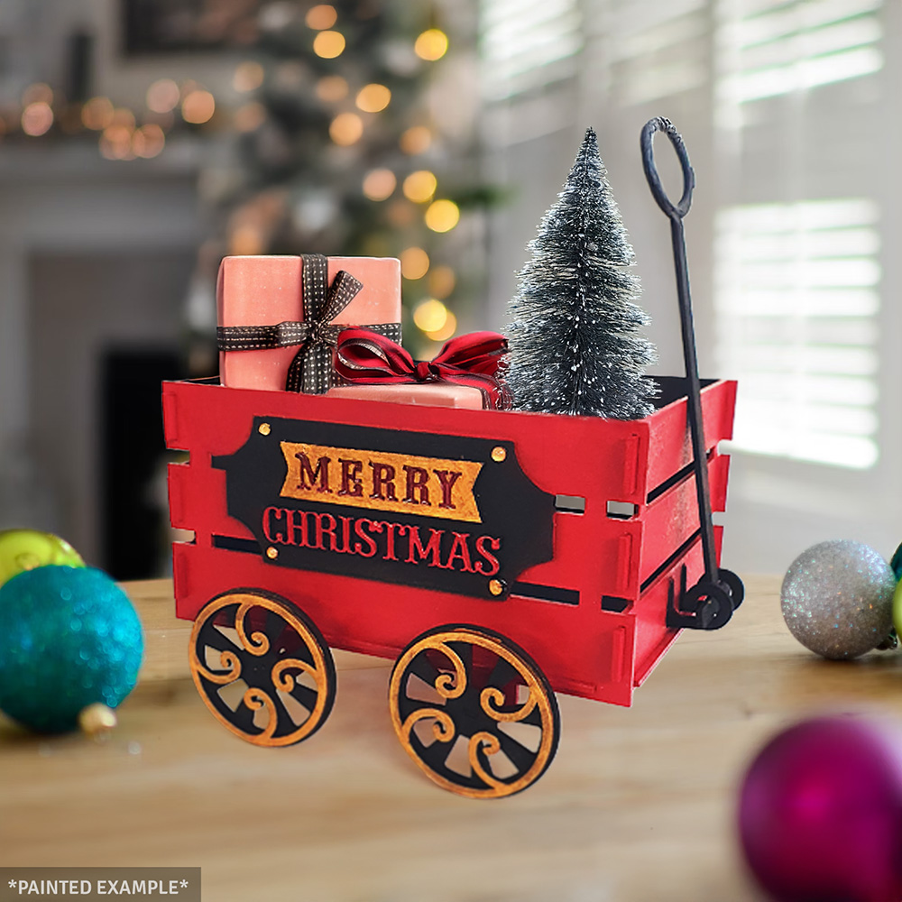 Wooden Christmas Wagon - Gift Holder & Festive Decoration